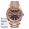 EW E2836 40mm 롤렉스 데이데이트 40 Rolex Day-Date 40 Chocolate 10 Baguette Rose Gold 228235