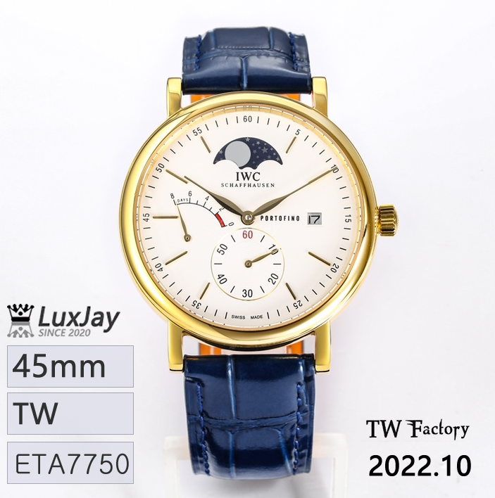 TW 45MM X 13.1MM ETA7750 포르토피노 핸드 와인드 문 페이즈 