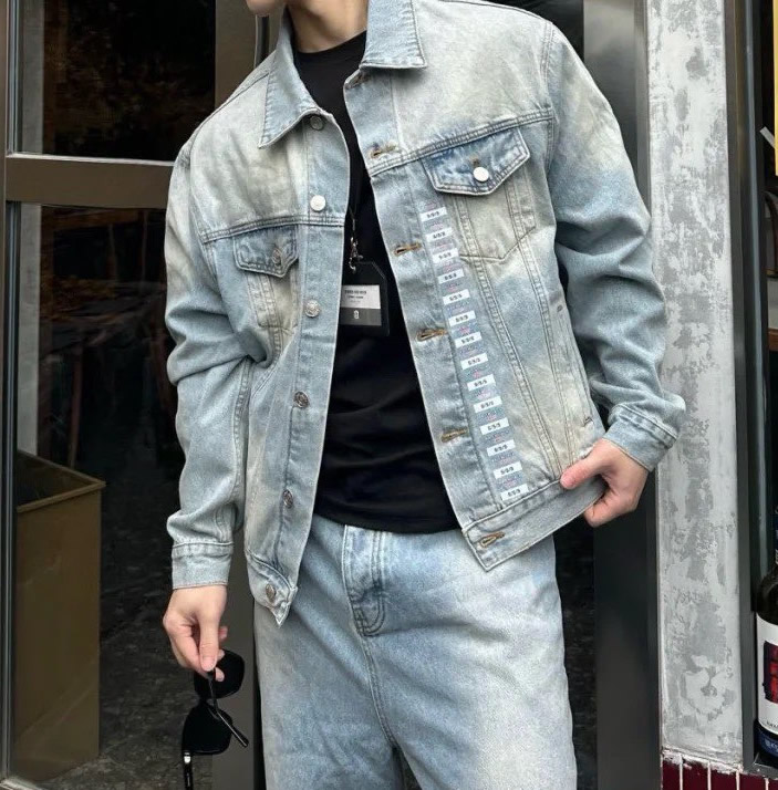 발렌시아가 사이즈 스티커 데님 재킷