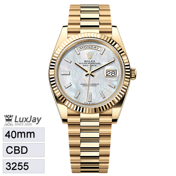 C 40mm 3255 롤렉스 데이데이트 40 샴페인 바게트다이아 228238 207.8g