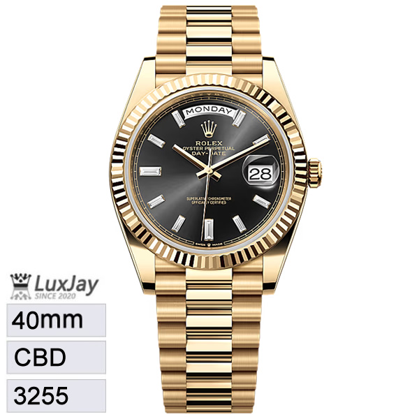 C 40mm 3255 롤렉스 데이데이트 40 검판  금통 바게트 다이아 228238 207.8g