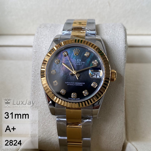 A+ 31mm 2824 롤렉스 데이트스트 블랙 MOP 다이아몬드 다이얼 278273