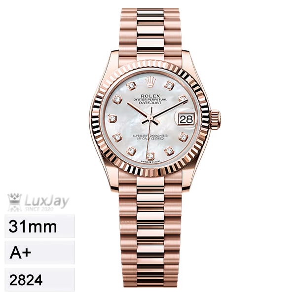 A+ 31mm 2824 롤렉스 Datejust 31 에버로즈 골드 m278275-0009