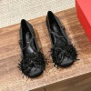 발렌티* 가라바니 보우제인 프린지 엠브로이더리 새틴 메리제인 발레리나 20mm 목적