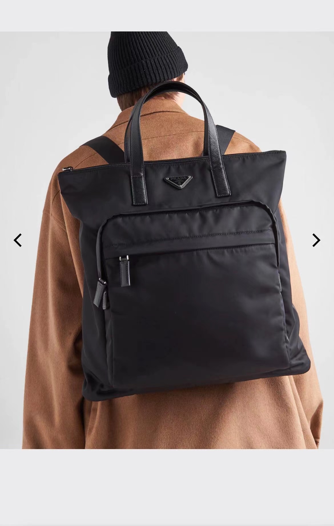 PRADA 리나일론 & 사피아노 가죽 토트백 2VG098 38*42*10cm