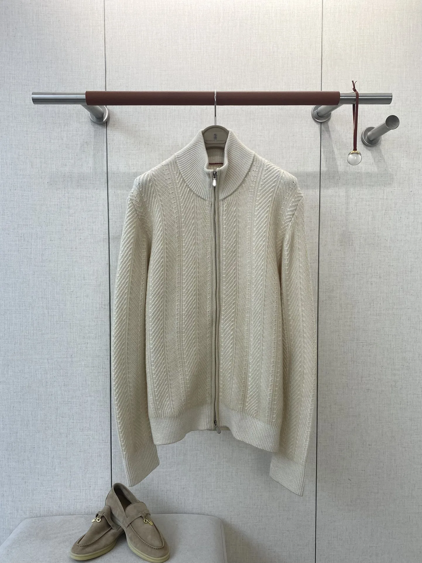 Brunello Cucinelli chevron cardigan with zipper