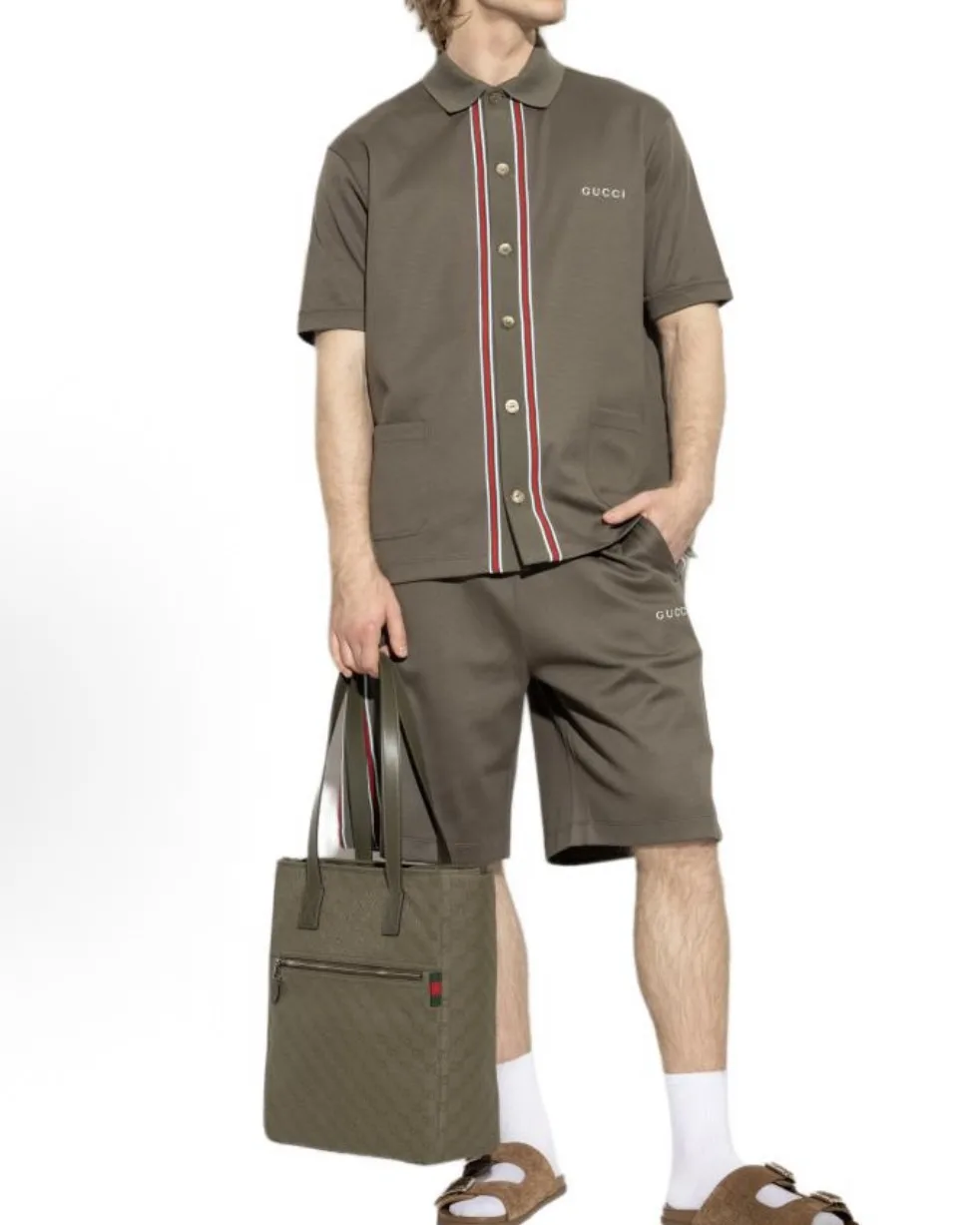 GUCCI Web Stripe Logo Drawstring Shorts