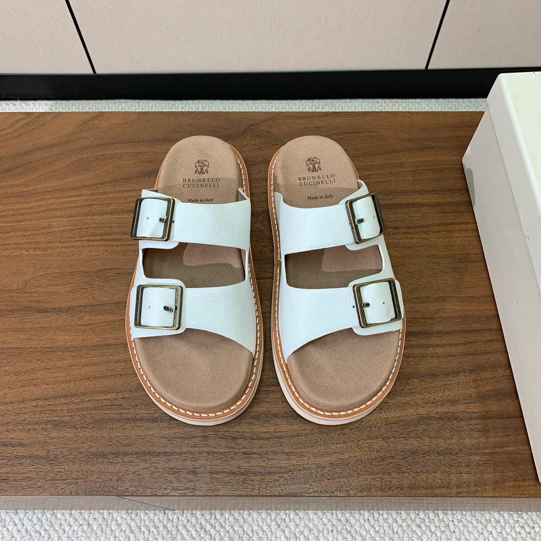 브루넬로 쿠치넬리 스웨이드 슬라이드