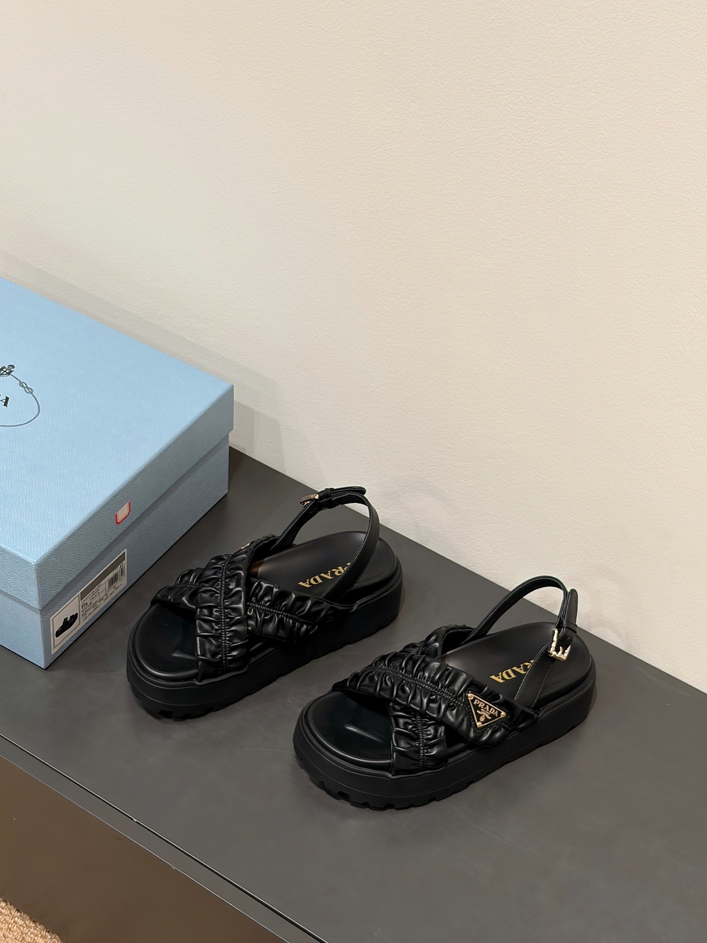 Matelassé nappa leather flatform sandals