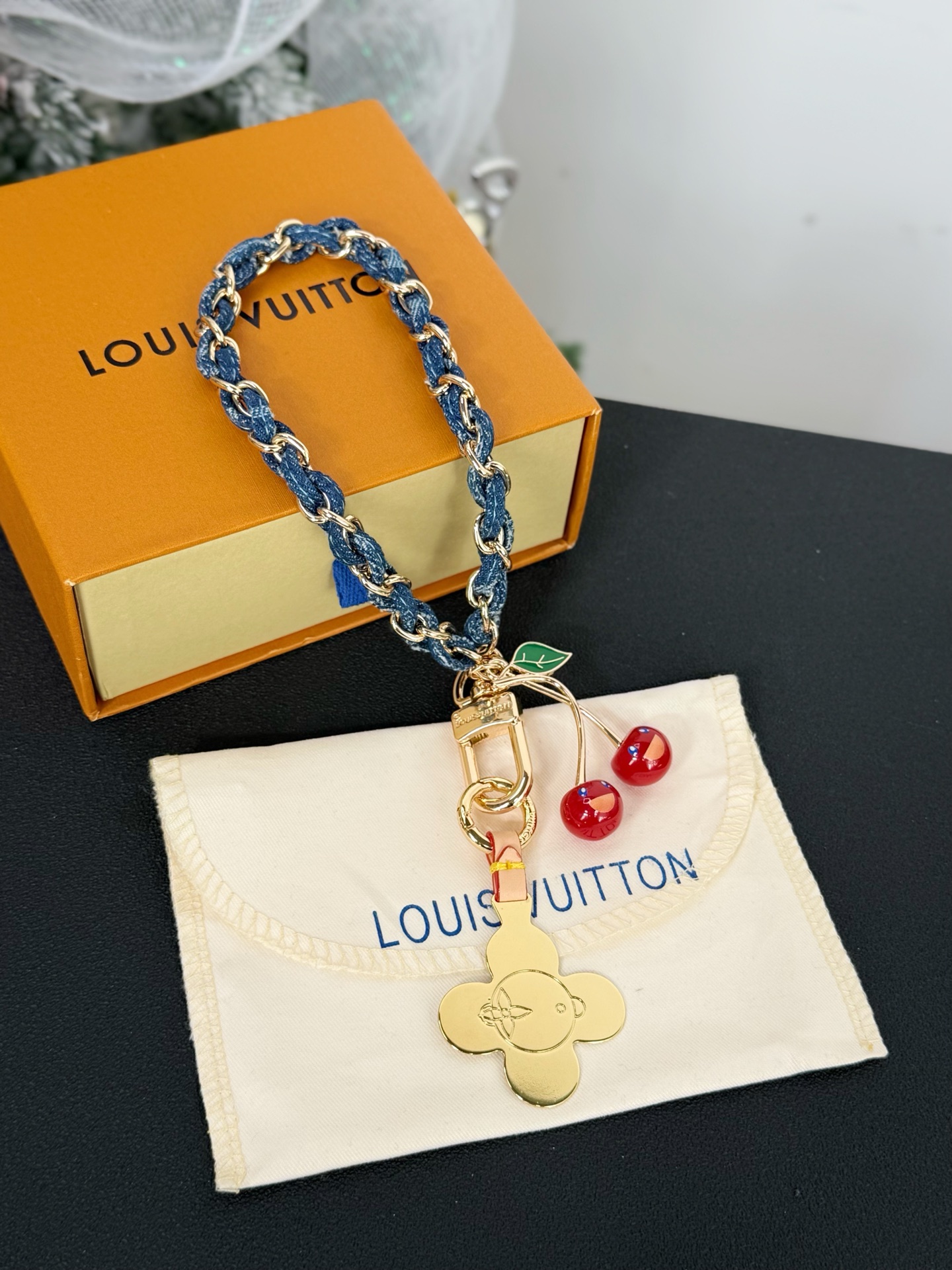 M02623 LV x TM Denim Cerise Phone Holder